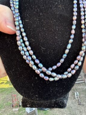 Source Unknown Iridescent Blue-Purple Freshwater Pearl Double-Strand Necklace